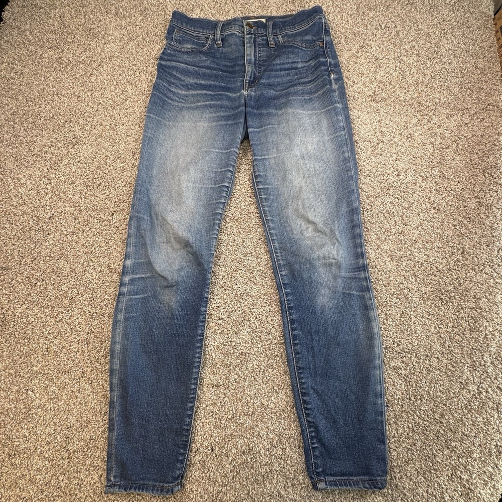 Madewell Jeans Womens 27 Roadtripper Skinny Medium Wash Blue Stretch Whiskering